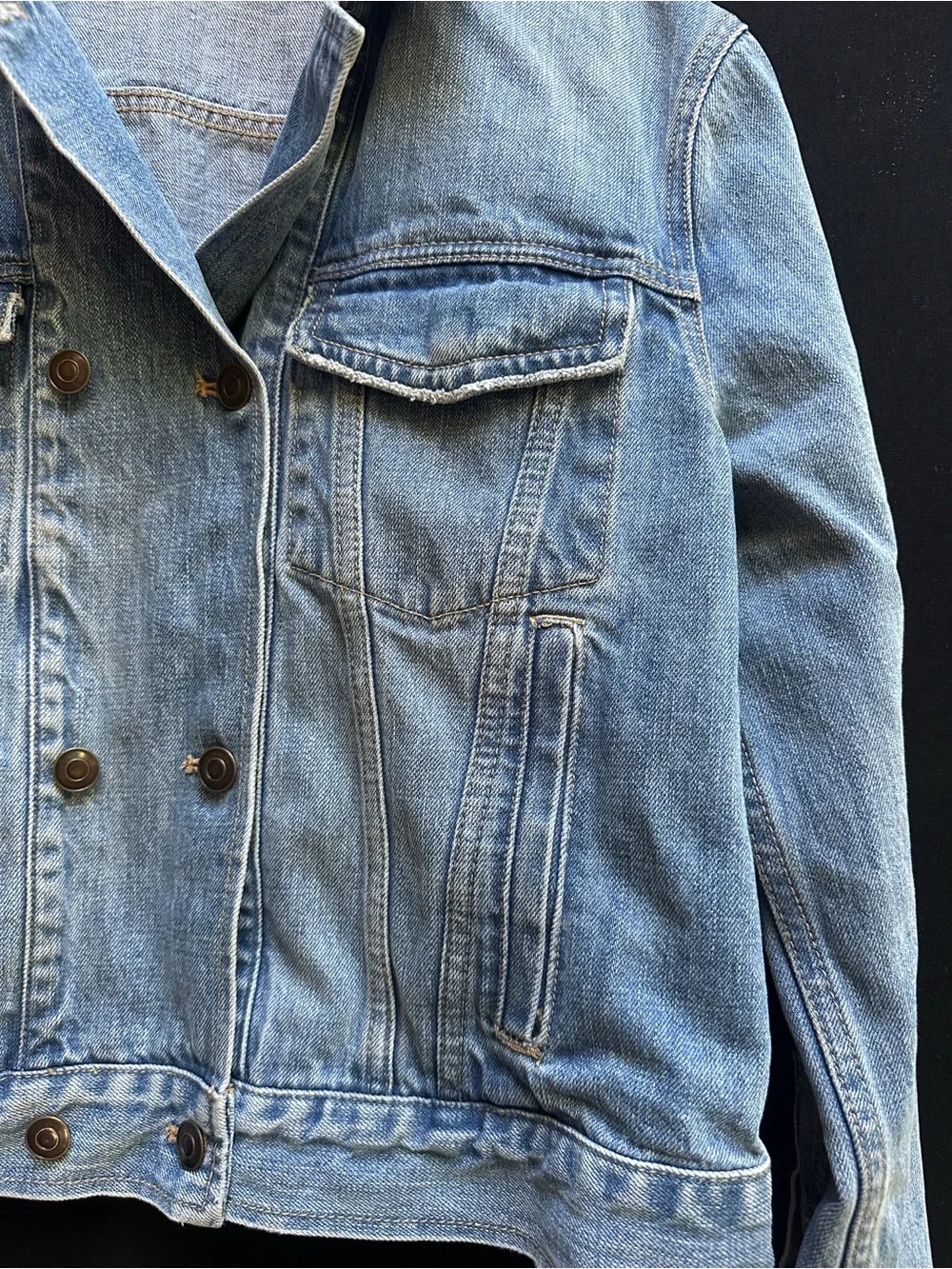 Free People Oversized Double Breasted Blue Denim Jacket
